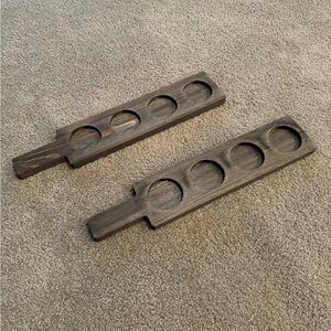 2 beer tasting flight boards serving wood trays